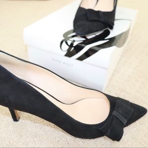 NineWest Pumps, Black, Bow, Size 10.5, 3in heel.